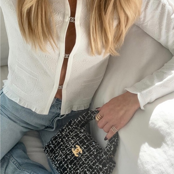 NWT 🖤 CHANEL 24P Black & White Tweed Small Nano Shopper Kelly Bag - Picture 4 of 16